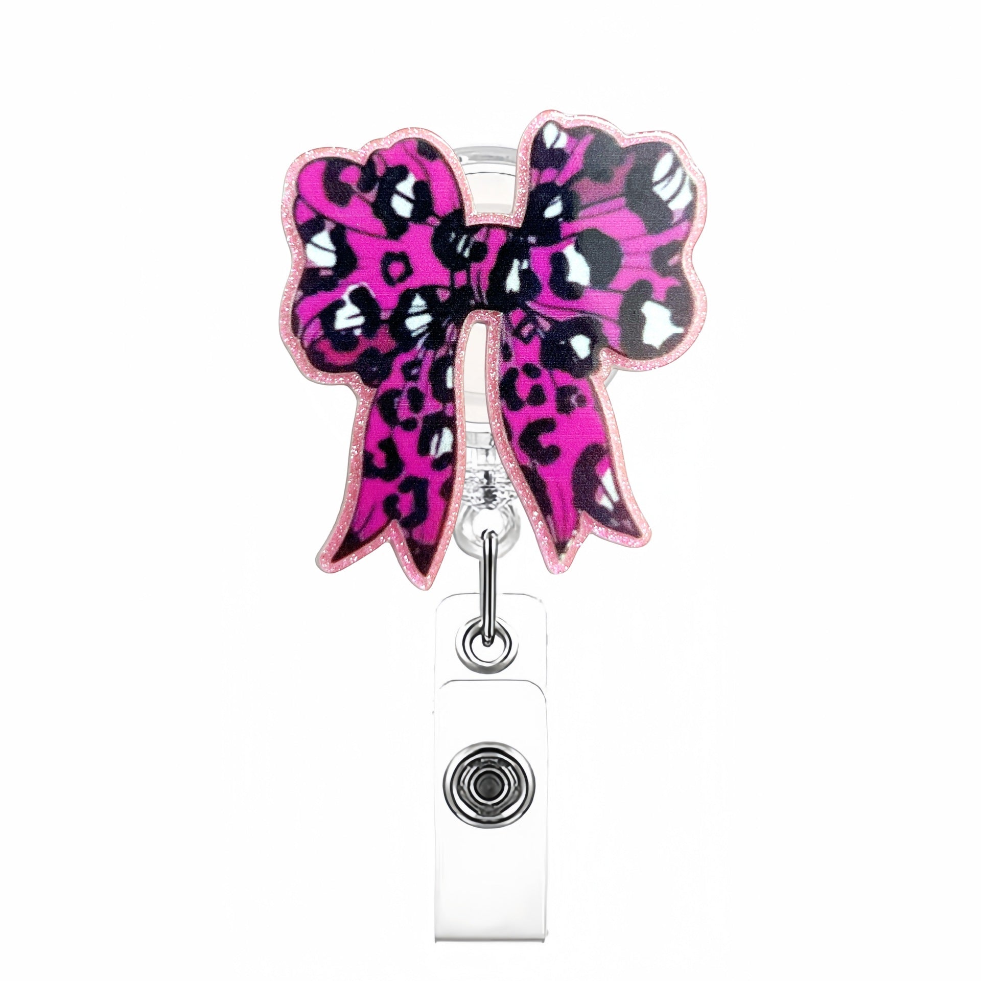 Wholesale New Flash Point Acrylic Creative Bow Doctor Nurse Student ID Easy Pull Buckle Telescopic Badge Clip